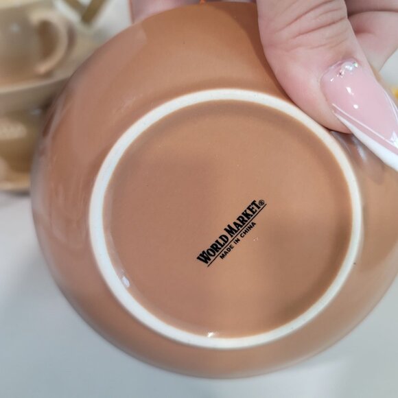 World Market Espresso Set 12 Pieces Mixed Earth Tone terracotta brown tan yellow - Picture 7 of 16